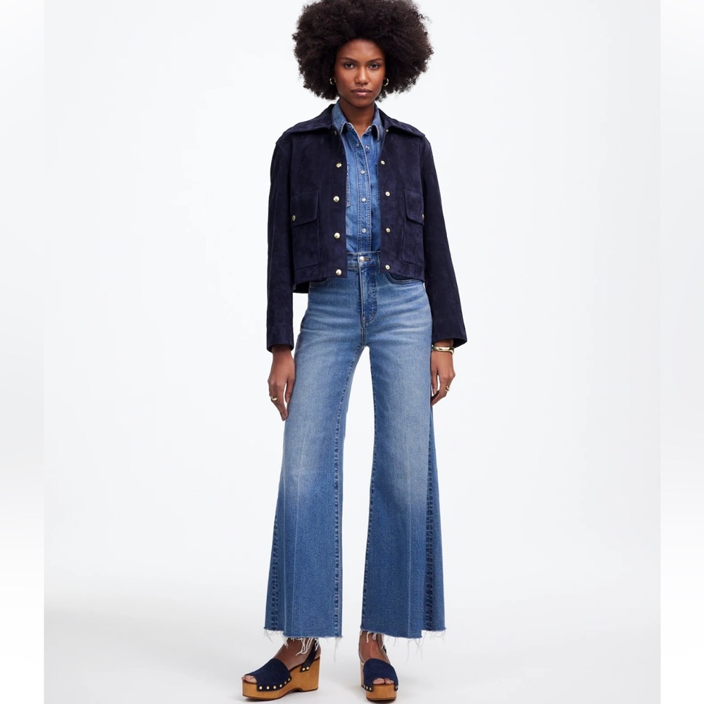 Madewell Flared Wide-Leg Crop Jeans Size 29 P Petite Like New medium Wash